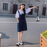 网红炸街牛仔背带裤女夏薄款2025新款设计感港风宽松工装短裤套装，女装套装/套裙，2C098