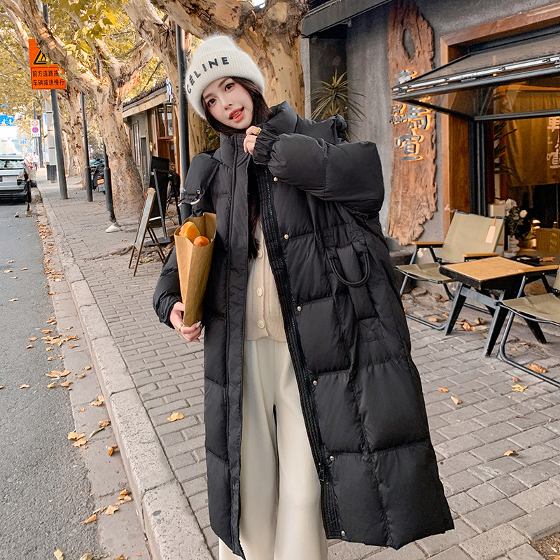 现货新款韩版黑色连帽长款羽绒服2C233-8860-P265-K368,女装羽绒服,2C233