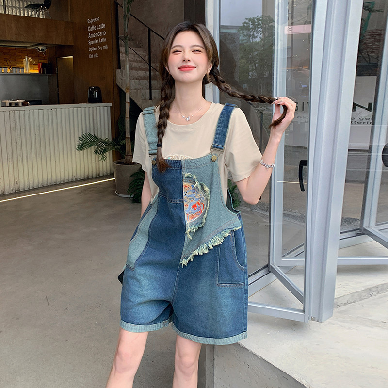 【现货】新中式复古刺绣拼色背带裤套装P130K180,女装套装/套裙,2D148