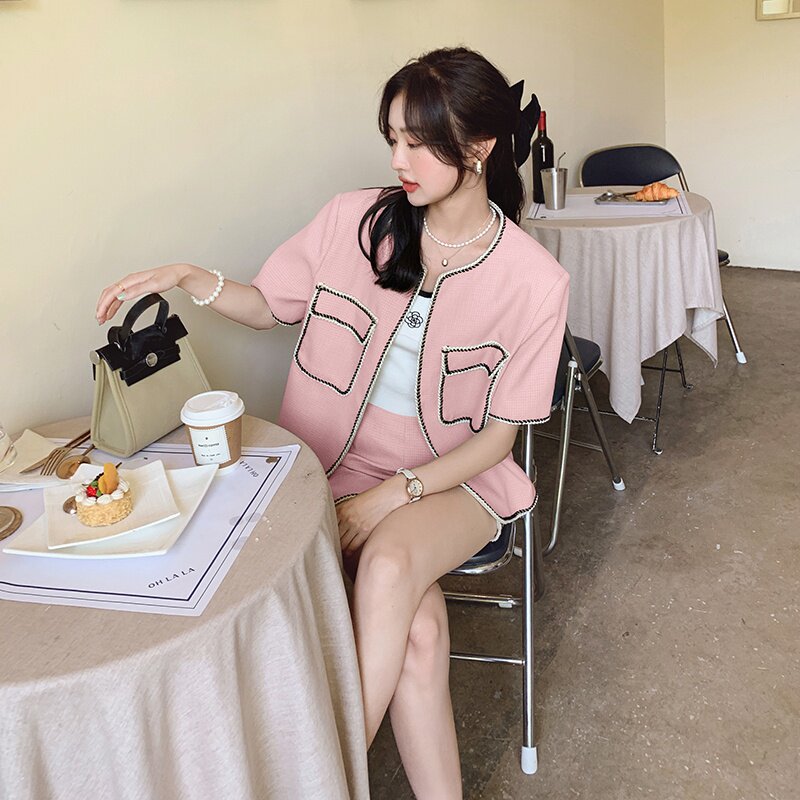 【现货+买家秀777P125K178】2025早春小香风时尚套装3色现货,女装套装/套裙,2C037