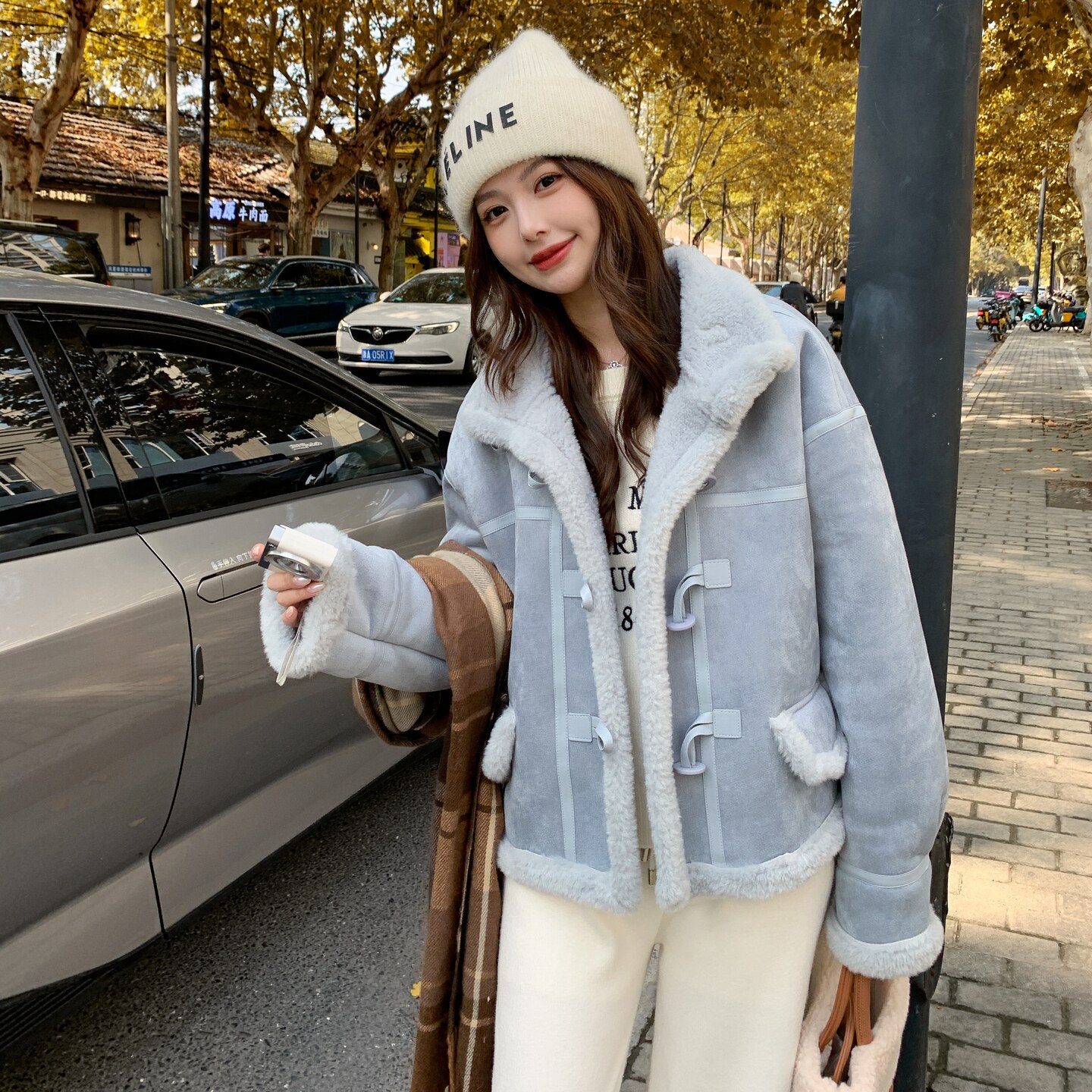 【档口现货】鹿皮绒皮毛一体外套2C233-818-P185-K279,女装短外套,2C233