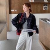 巨好看明线短款牛仔外套女春秋季2025新款小个子今年流行夹克上衣，女装短外套，安在秀