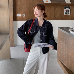 巨好看明线短款牛仔外套女春秋季2025新款小个子今年流行夹克上衣图片