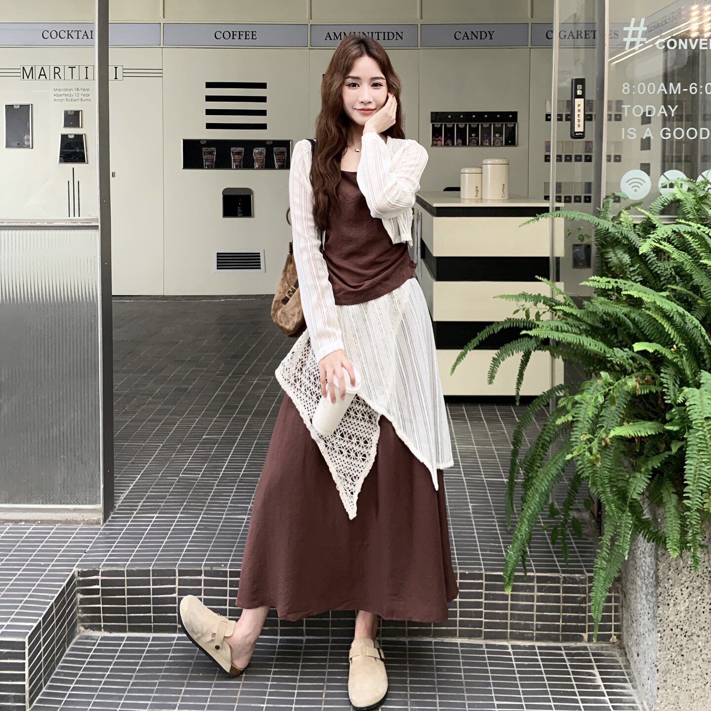 设计款小短款开衫吊带个性拼接半裙套装女2025秋季松弛好看三件套,女装套装/套裙,2C218