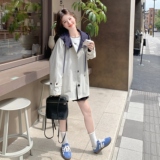 【春款现货】MIU家同款灰蓝色风衣088-7733P155K228，女装风衣，2C088