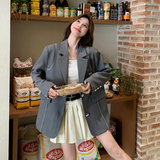 高级感炸街灰色西装外套女春秋2025新款设计感休闲气质小香风西服，女装西装，2C117
