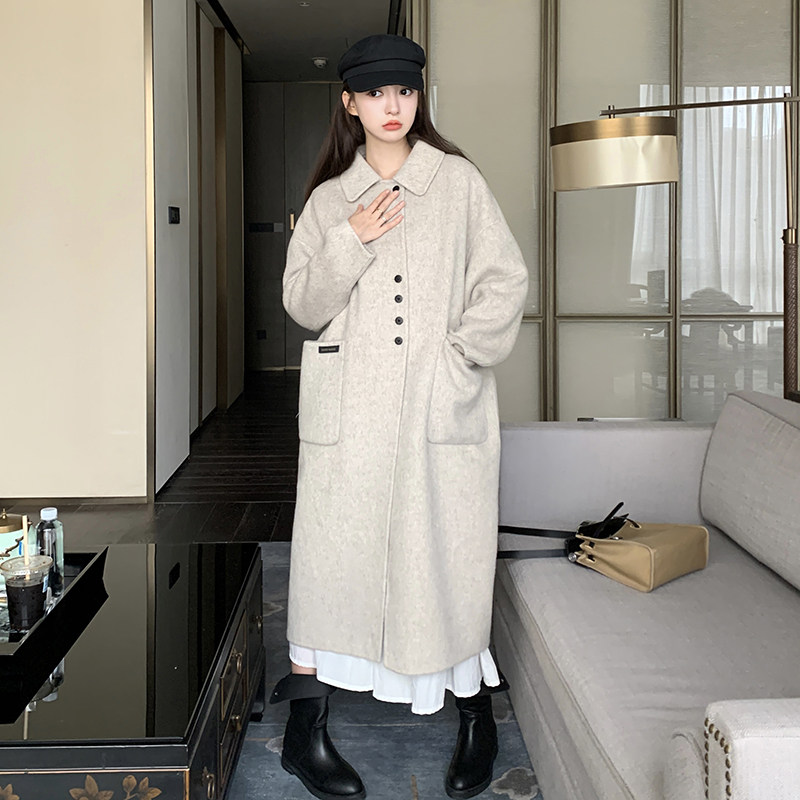【新款】已出货有买家秀双面羊驼绒混色长毛大衣P260K388,女装毛呢外套,2C333