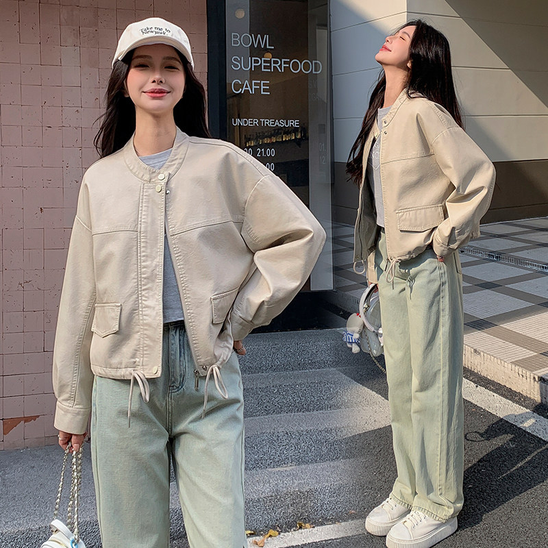 【，春装新款】PU皮短款立领外套上衣1C042-P140-K199,女装皮衣,安在秀（1C042）