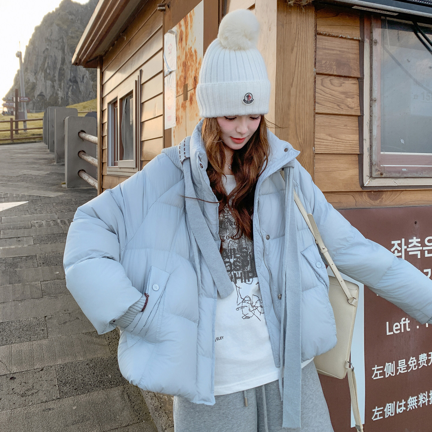 现货25新冬90绒羽绒服针织帽可以脱卸2D044-2513-P350-K525,女装羽绒服,2D044
