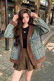 蓝色复古设计感小众撞色拼接牛仔外套女2025秋季新款休闲洋气上衣，女装西装，2D148