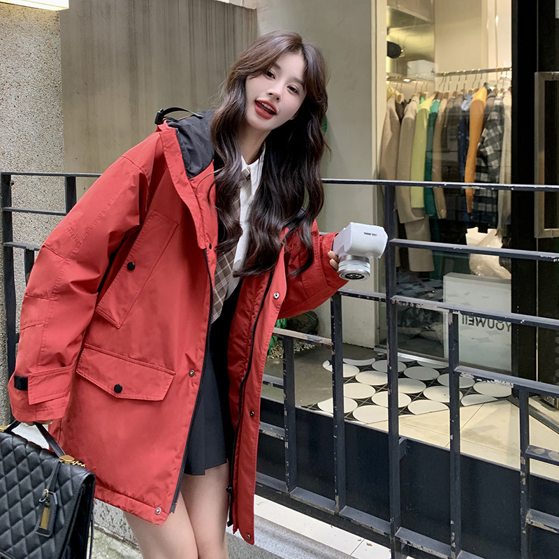 新款2025年冬季红色戴帽派克服加棉2c098-8958p235k328,女装派克服,2C098
