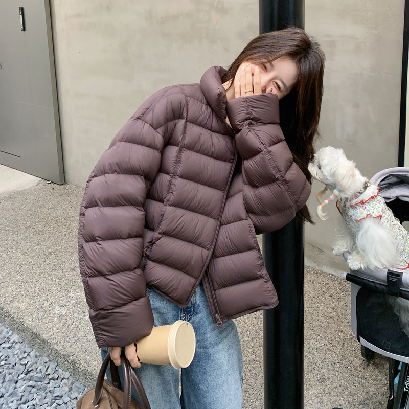 新标90白鸭绒纯色短款立领25冬季新款羽绒服2C215-P310-K380,女装羽绒服,2C215