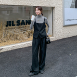 灰色小香风马甲套装裤女秋季高级感质感温柔风穿搭三件套爆款流行，女装套装/套裙，2C203