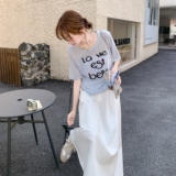 2025夏季新款韩版时尚气质百搭显瘦短袖上衣+高腰半身裙两件套女，女装套装/套裙，2C166
