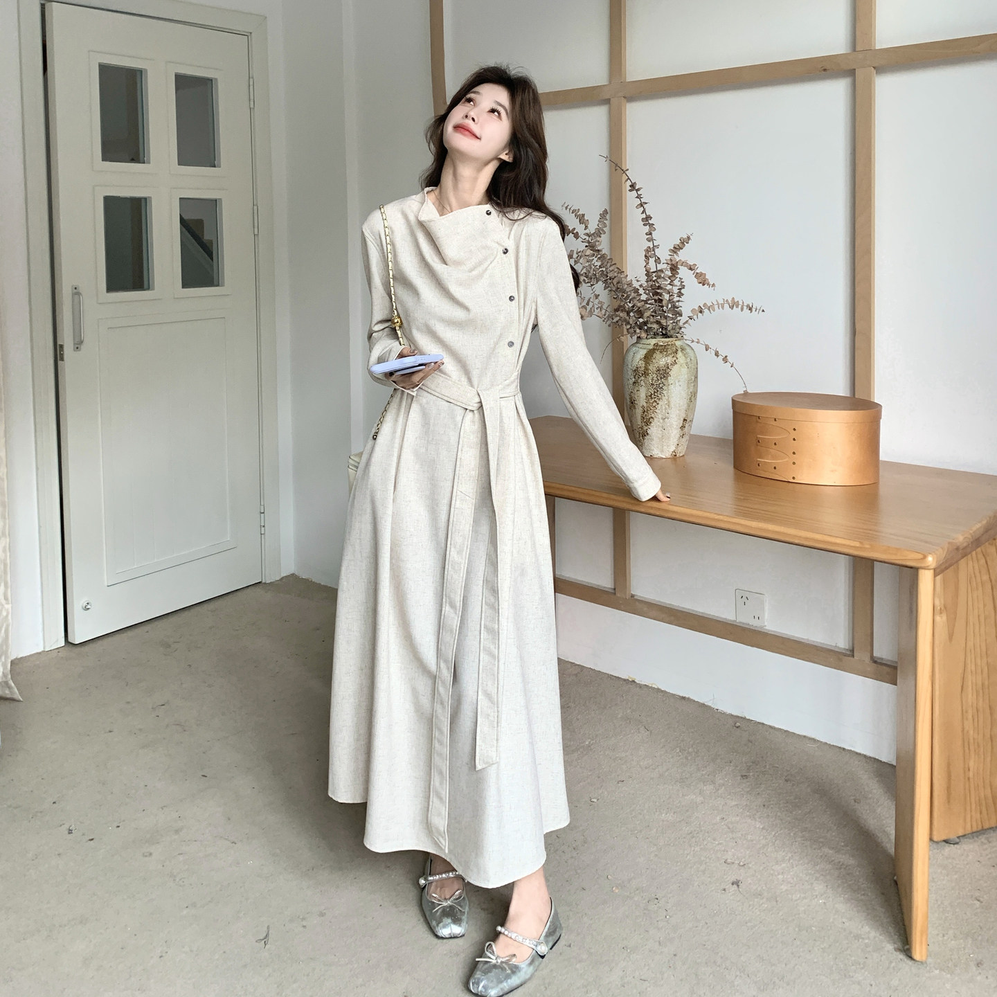 2026新款现货2B183-5010P155K268高级感长袖系带连衣裙,女装短外套,2B183