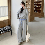 露肩设计上衣套装女2025秋季新款韩版小个子卫衣阔腿裤休闲两件套，女装套装/套裙，2C307