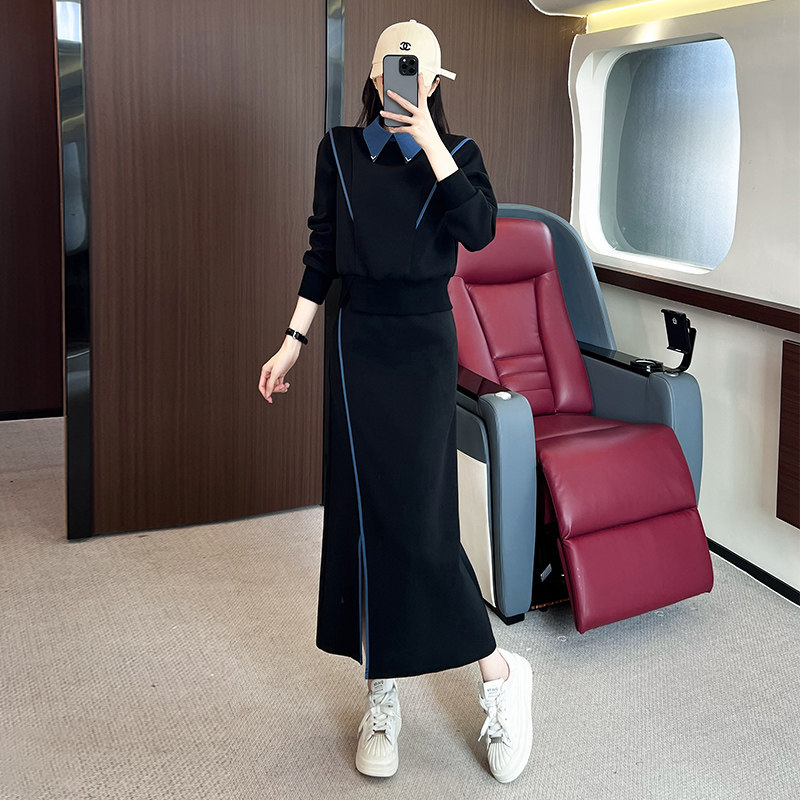 女秋高级感时尚显瘦卫衣半身裙两件套,女装套装/套裙,2C310