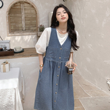 可盐可甜牛仔背带连衣裙两件套女2025夏季新款法式甜美减龄背心裙，女装连衣裙，2C115
