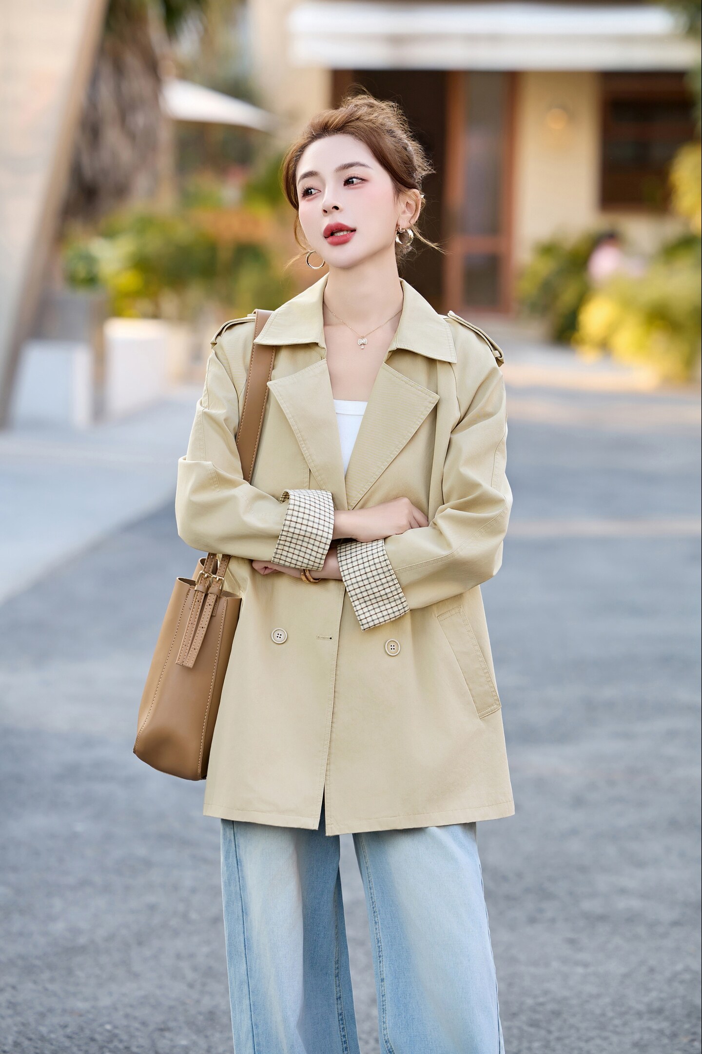 韩系设计感小众风衣外套女2025秋季新款时尚气质中长款显瘦百搭潮,女装风衣,2C218