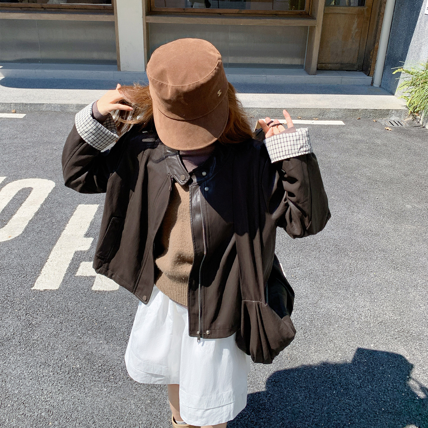咖色甜酷风韩版皮衣夹克女秋季2025新款小个子休闲显瘦百搭短外套,女装皮衣,2C126