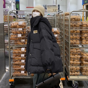 中戏宽松学院风羽绒服女冬学生短款小个子学院风加厚白鸭绒面包服图片