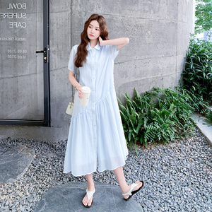 2025新款夏季纯色清凉减龄排扣POLO领连衣裙 2569-P135控198图片