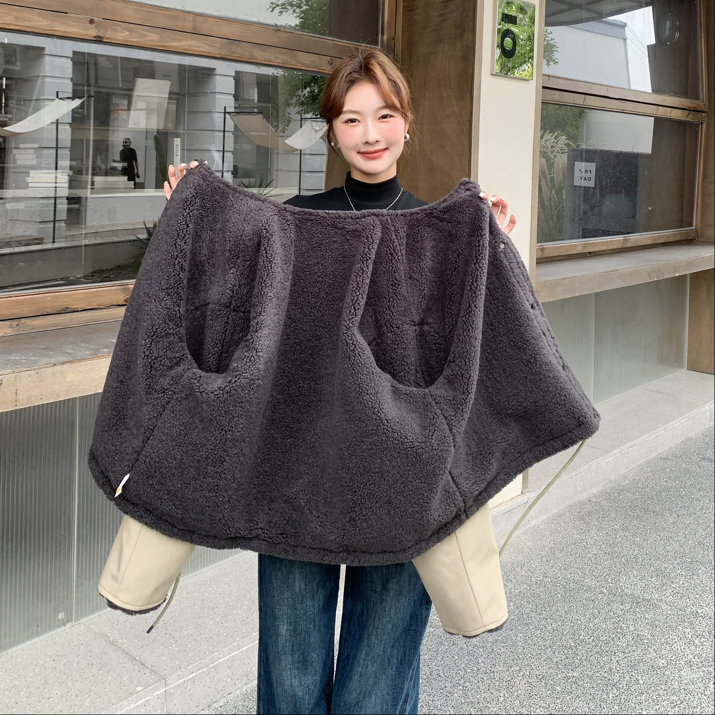 现货：冬装新款时尚百搭内里羊羔毛派克服外套2C135-8931P195K298,女装派克服,2C135