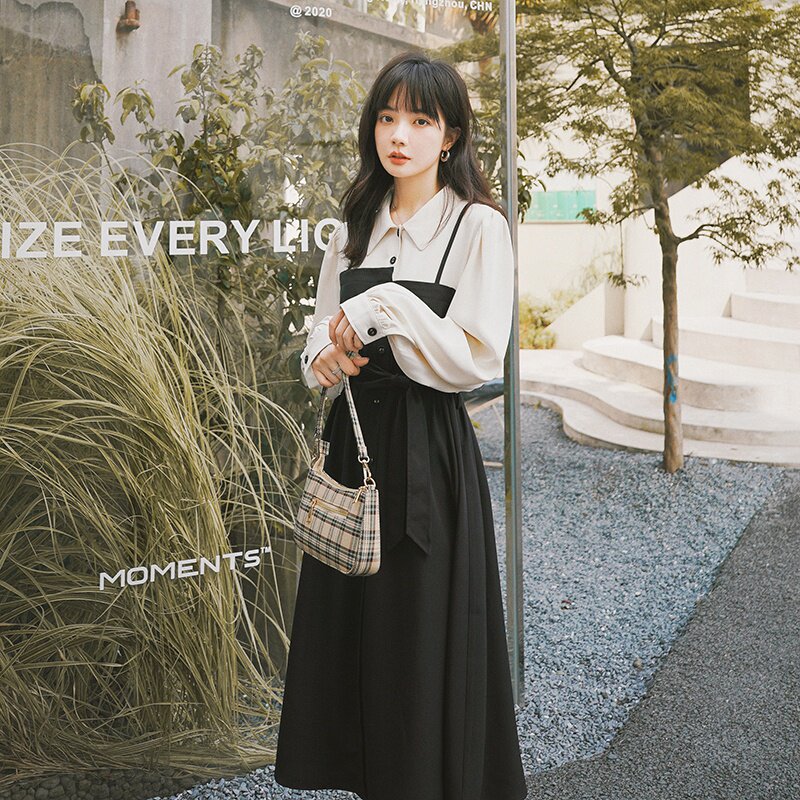 【24春】假两件拼复古连衣裙2C069-L779-P115168,女装连衣裙,2C069