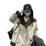 现货翻领羊羔毛皮毛一体加厚外套2525-P195-K288，女装派克服，2C159