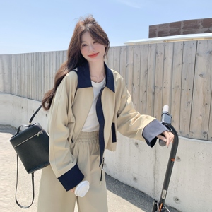 复古休闲浅卡其色工装夹克外套裤子套装女2025秋季时尚减龄两件套图片
