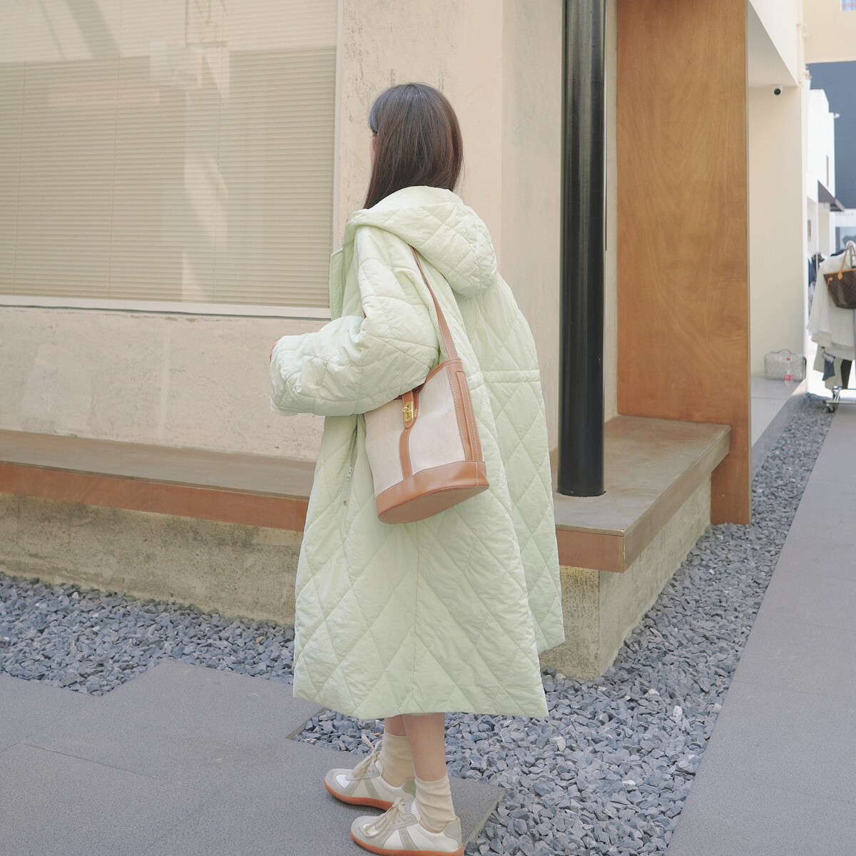 【主推现货】香草绿轻软连帽大棉被棉服083-6631-P175-K258,女装棉衣/棉服,2C137