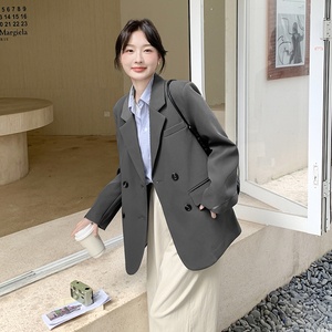 休闲宽松气质灰色西装外套女春秋2025新款小个子西服巨好看高级感图片