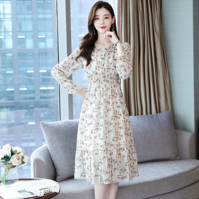 2025早春气质减龄收腰仙女显瘦雪纺碎花连衣裙,女装连衣裙,丽莎妳雅