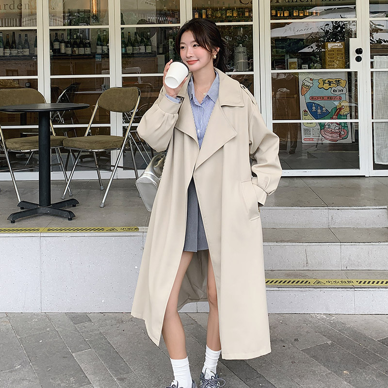 慵懒风韩系风衣外套女2025年春季新款时尚韩版设计感小众风衣外套,女装风衣,2C238