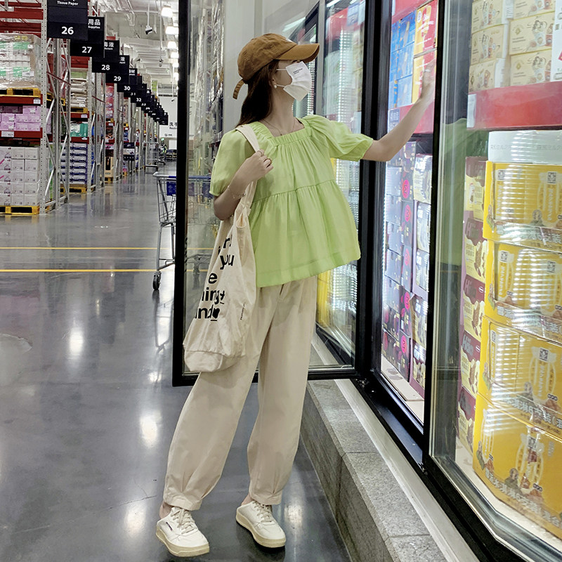 【现货！】2025夏季现款绿色小衫+裤子套装货号：111P115K168,女装衬衫,2C037