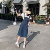 韩版收腰显瘦牛仔背带长裙套装女2025夏季新款甜美减龄T恤两件套，女装套装/套裙，2C266
