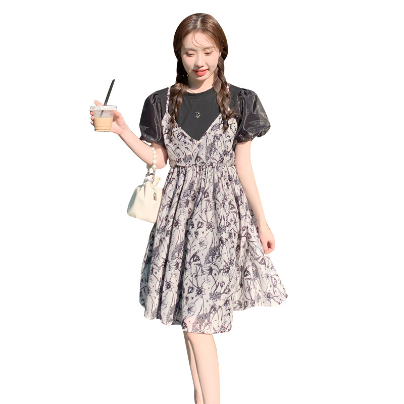 现货2025夏装新款针织拼接假两件连衣裙2c318--8880--P120--K178,女装连衣裙,2C318