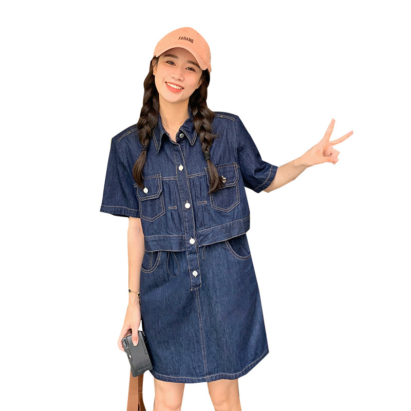 主推现货2025夏季新款牛仔假两件连衣裙C022-9033-P115-K178,女装连衣裙,2C022