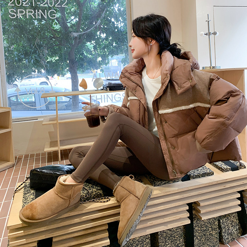 ~牛仔拼接连帽羽绒服~C283-YD821,女装短外套,2C283