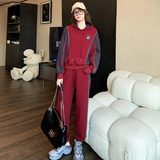 女春季连帽拼接束脚裤两件套优雅显高显瘦潮，女装套装/套裙，2C310