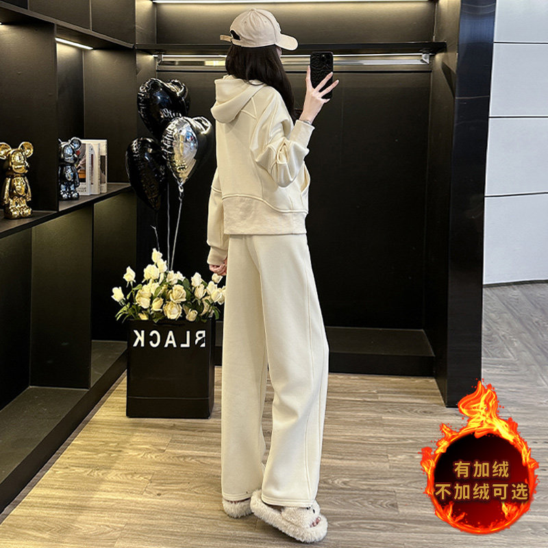 时尚休闲运动套装女春新款洋气减龄气质拉链连帽卫衣直筒裤两件套,女装套装/套裙,2C310