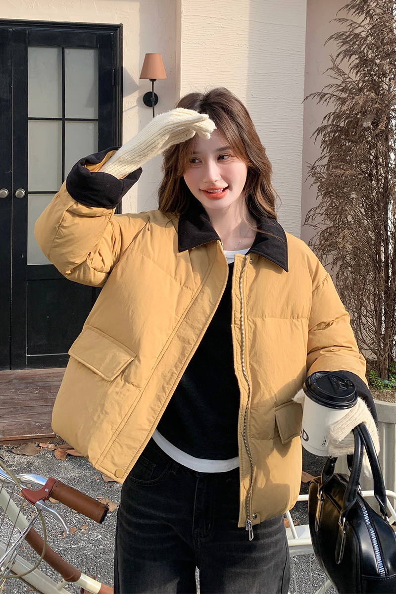 学院风今年流行羽绒服女2024冬季新款超好看加厚保暖白鸭绒面包服,女装羽绒服,维一诺（1D095）