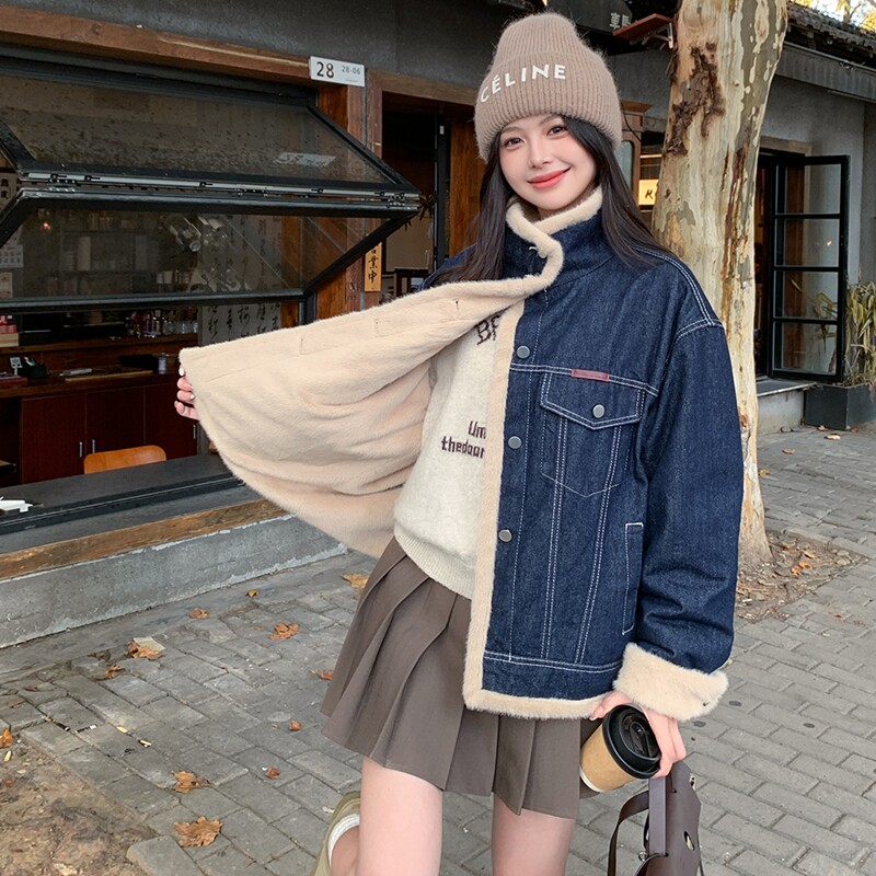 【新品】现货 牛仔派克服毛毛内胆加厚外套8653款P185控268图片