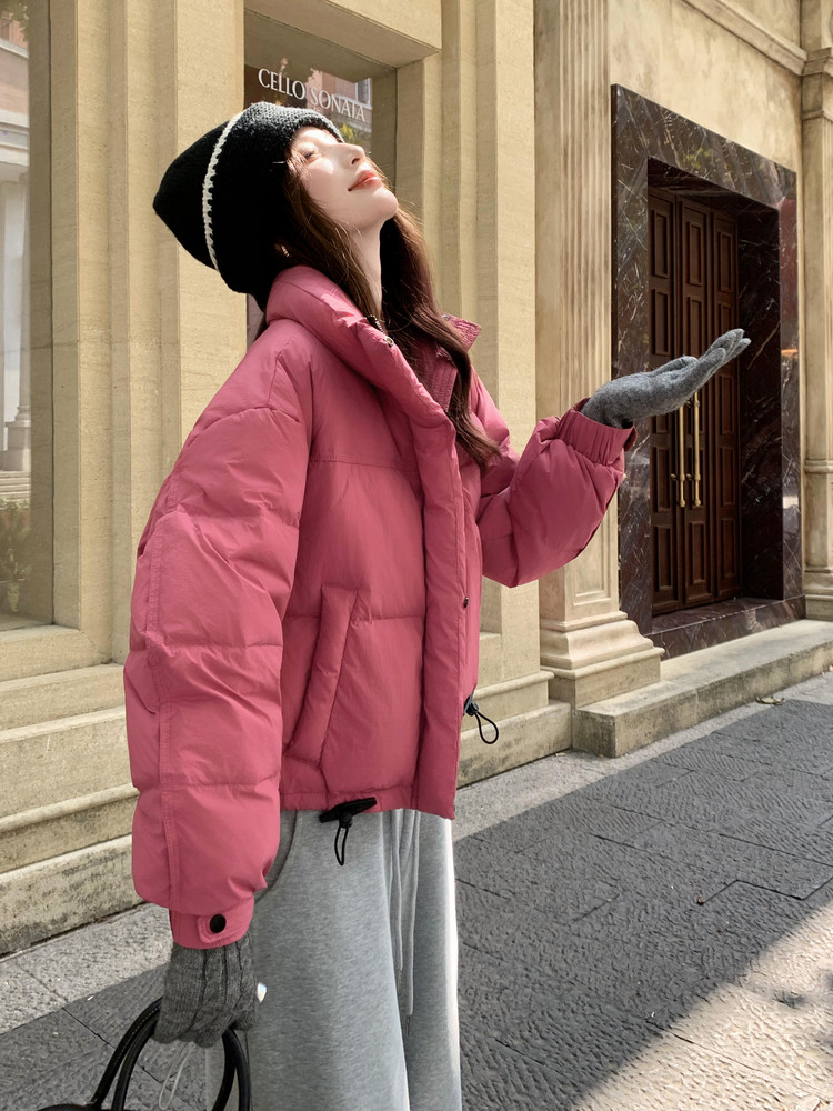 新款羽绒服女短款韩版立领简约加厚小个子高级感面包服外套潮,女装羽绒服,2B114