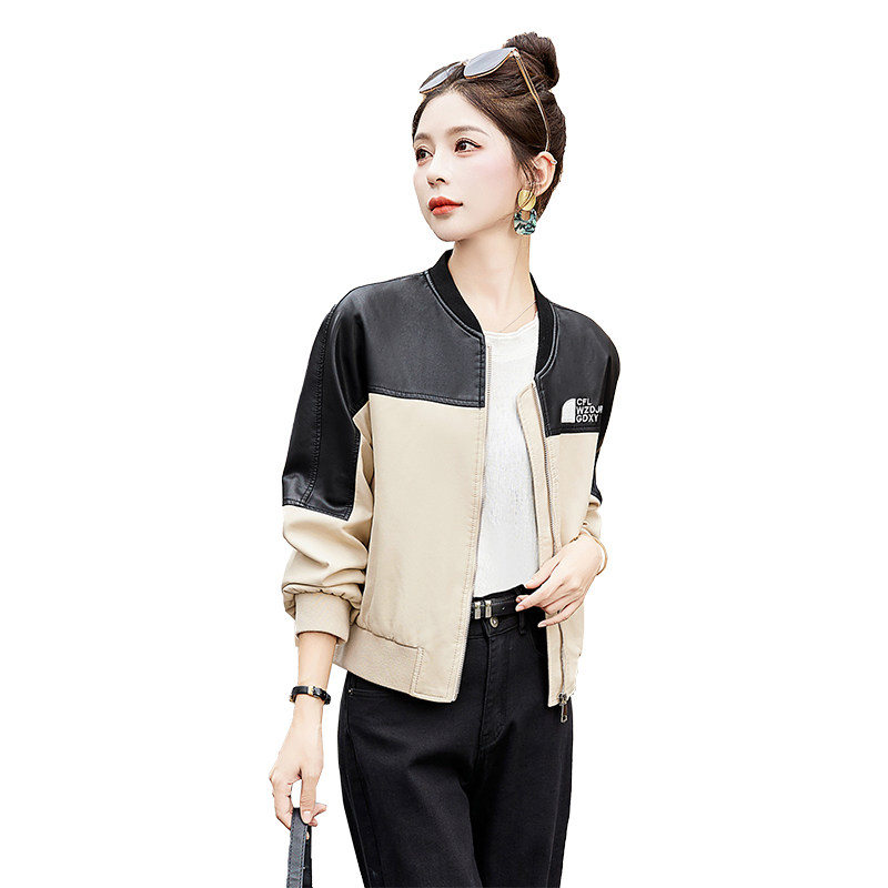 大码棒球服女装2025秋季新款小个子圆领休闲夹克上衣宽松短款外套，女装皮衣，自然秀,女装皮衣,自然秀