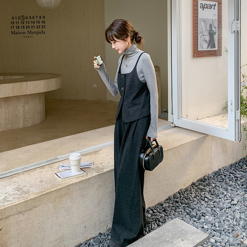 灰色小香风马甲套装裤女秋季高级感质感温柔风穿搭三件套爆款流行,女装套装/套裙,2C203