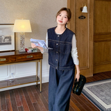 现货春装牛仔套装上衣马甲加裤子915/P175/K248，女装套装/套裙，2D109