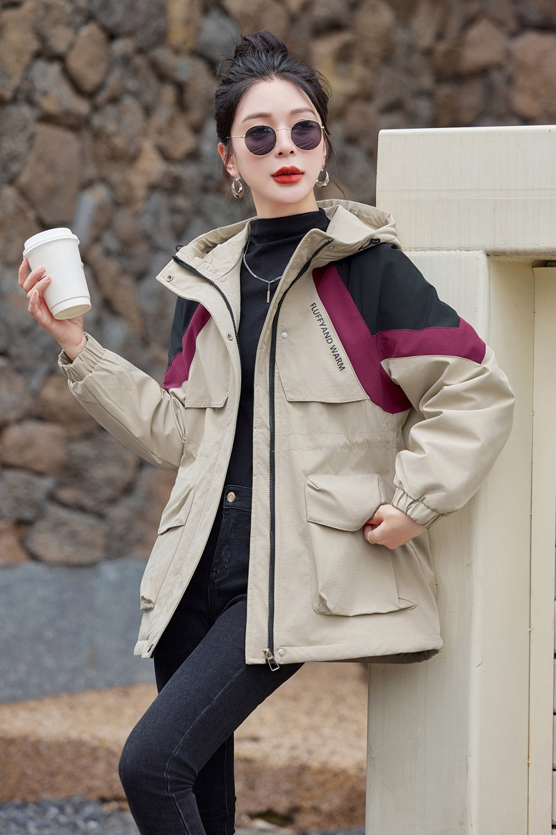 现货2025冬装新款时尚修身派克服中长款加绒保暖外套百搭小个子,女装派克服,唯婧