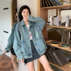 美式复古风短款牛仔外套女春秋2025新款超火好看高级小众夹克上衣图片