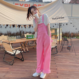 【现货】2025夏季新款粉色牛仔背带裤085-S165-P115-K168，女装牛仔裤，2C120